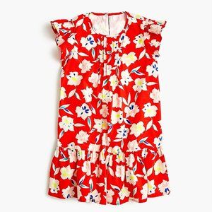 Girls ruffled red floral dress J. Crew CrewCuts